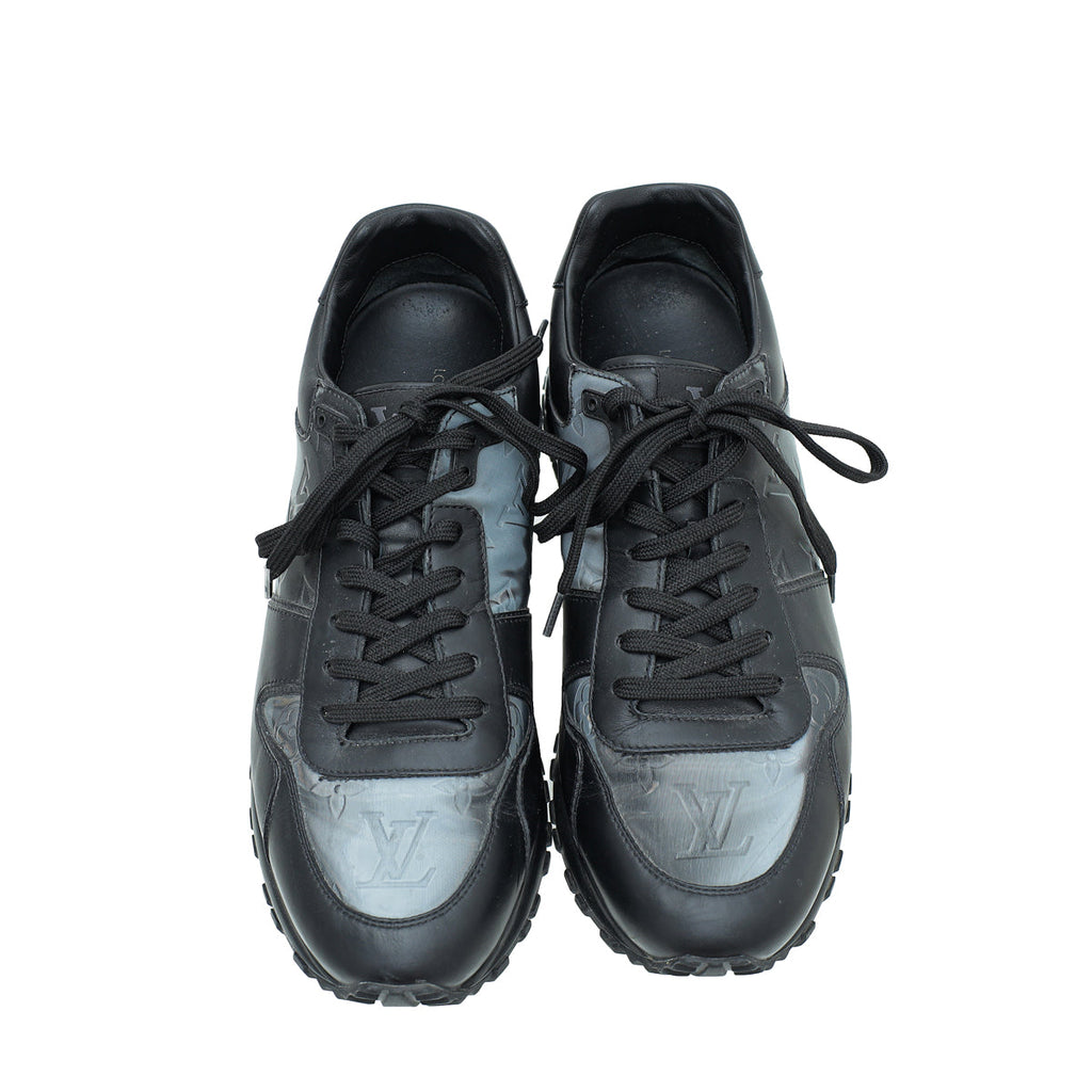 Louis Vuitton Black Iridescent Textile Monogram Mens Run Away Sneakers 7