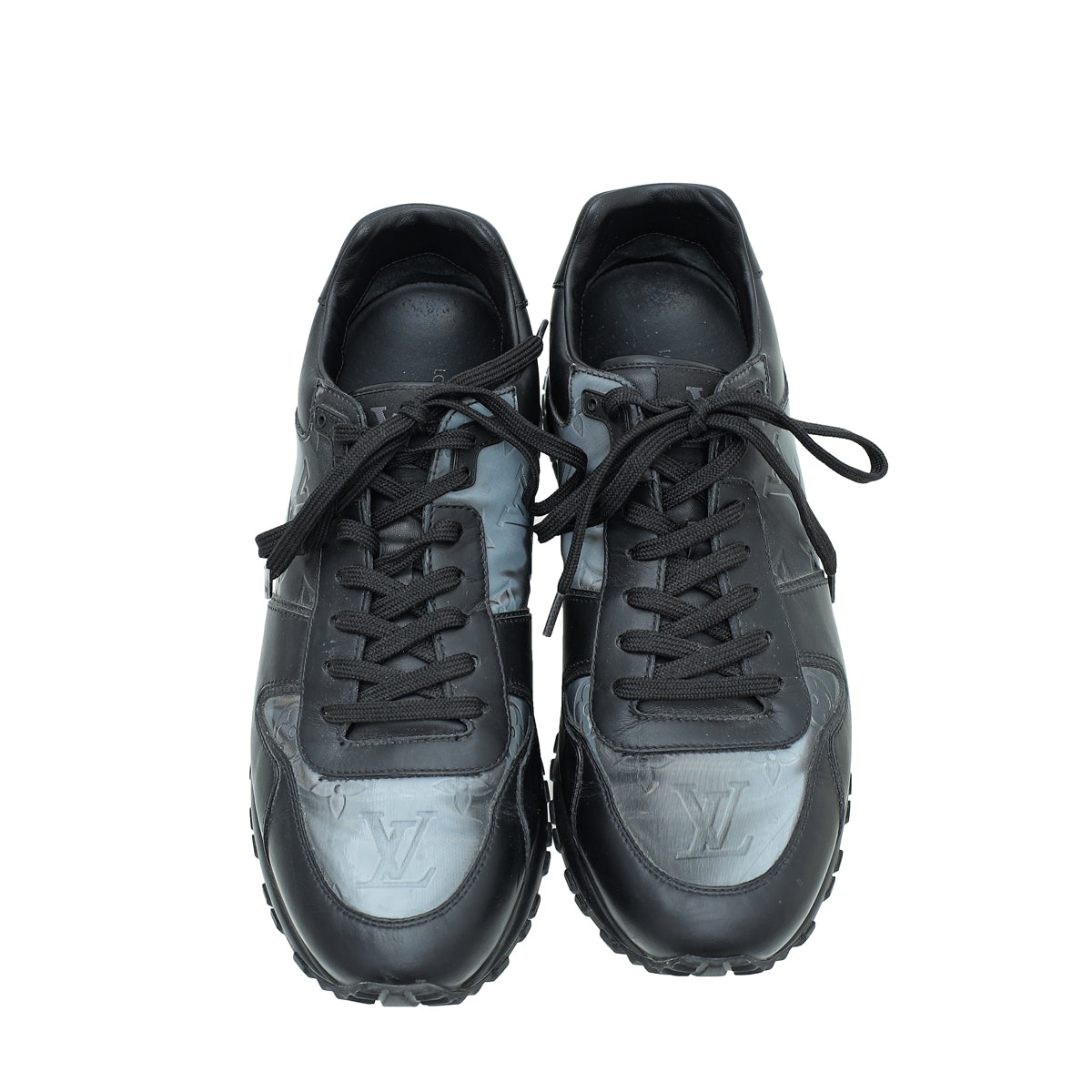 Louis Vuitton Black Iridescent Textile Monogram Mens Run Away Sneakers 7