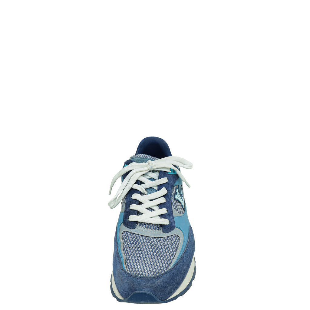 Louis Vuitton Multicolor Blue Mesh and Suede Run Away Sneaker 9