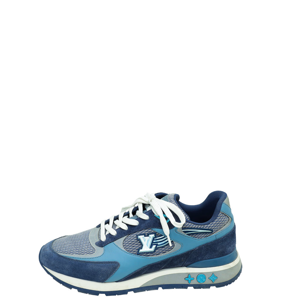 Louis Vuitton Multicolor Blue Mesh and Suede Run Away Sneaker 9