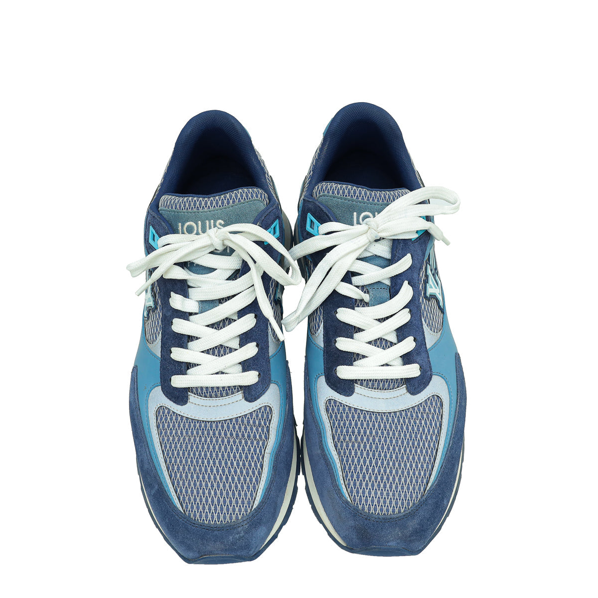 Louis Vuitton Multicolor Blue Mesh and Suede Run Away Sneaker 9