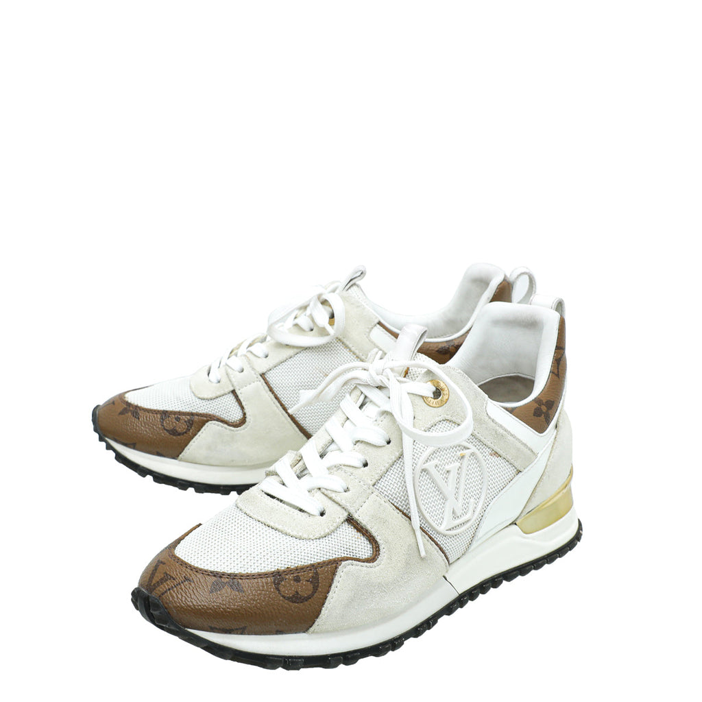 Louis Vuitton White Monogram Reverse Run Away Sneakers 36.5
