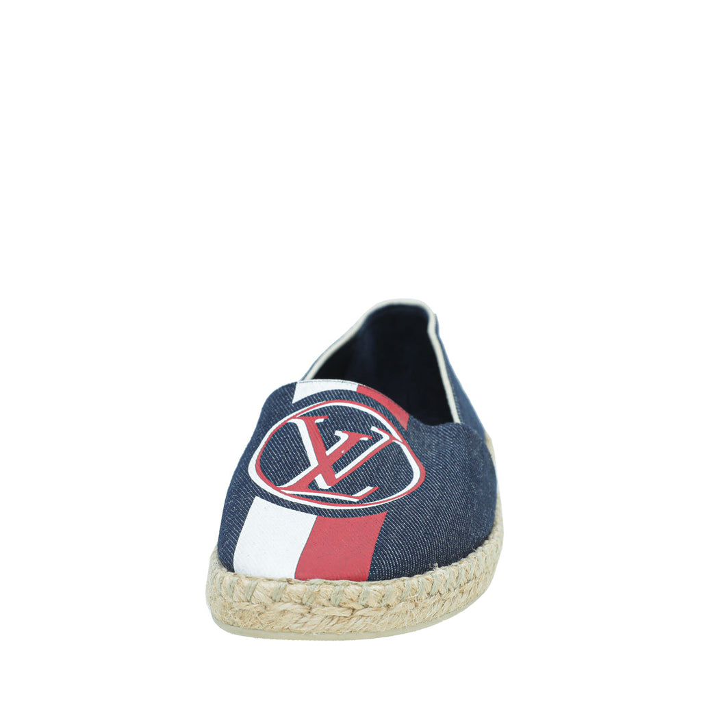 Louis Vuitton Navy Blue Logo Postcard Espadrille 37.5