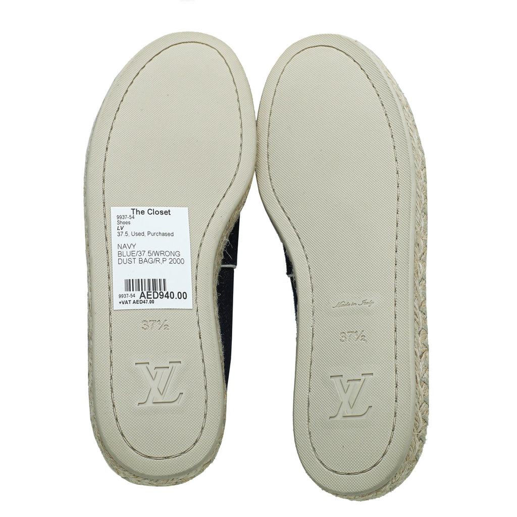 Louis Vuitton Navy Blue Logo Postcard Espadrille 37.5