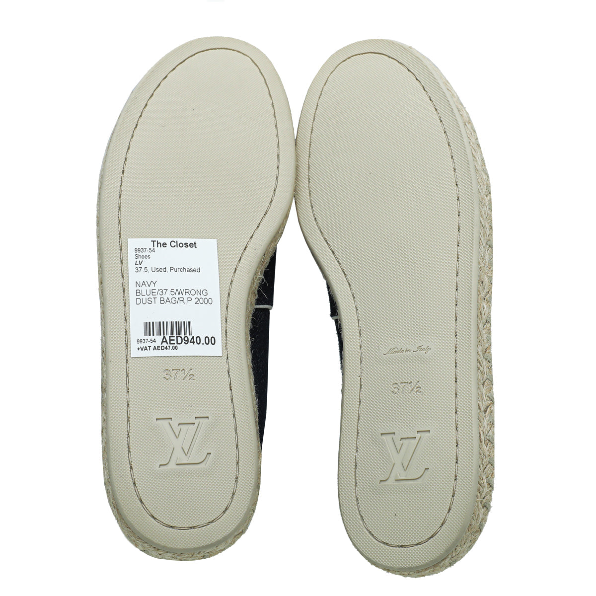 Louis Vuitton Navy Blue Logo Postcard Espadrille 37.5