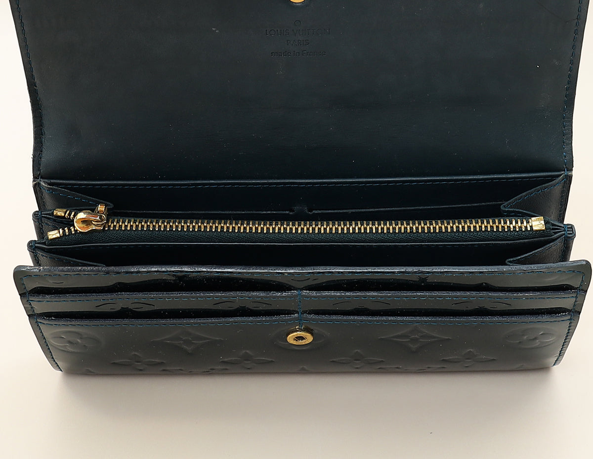 Louis Vuitton Bleu Nuit Monogram Vernis Sarah Wallet