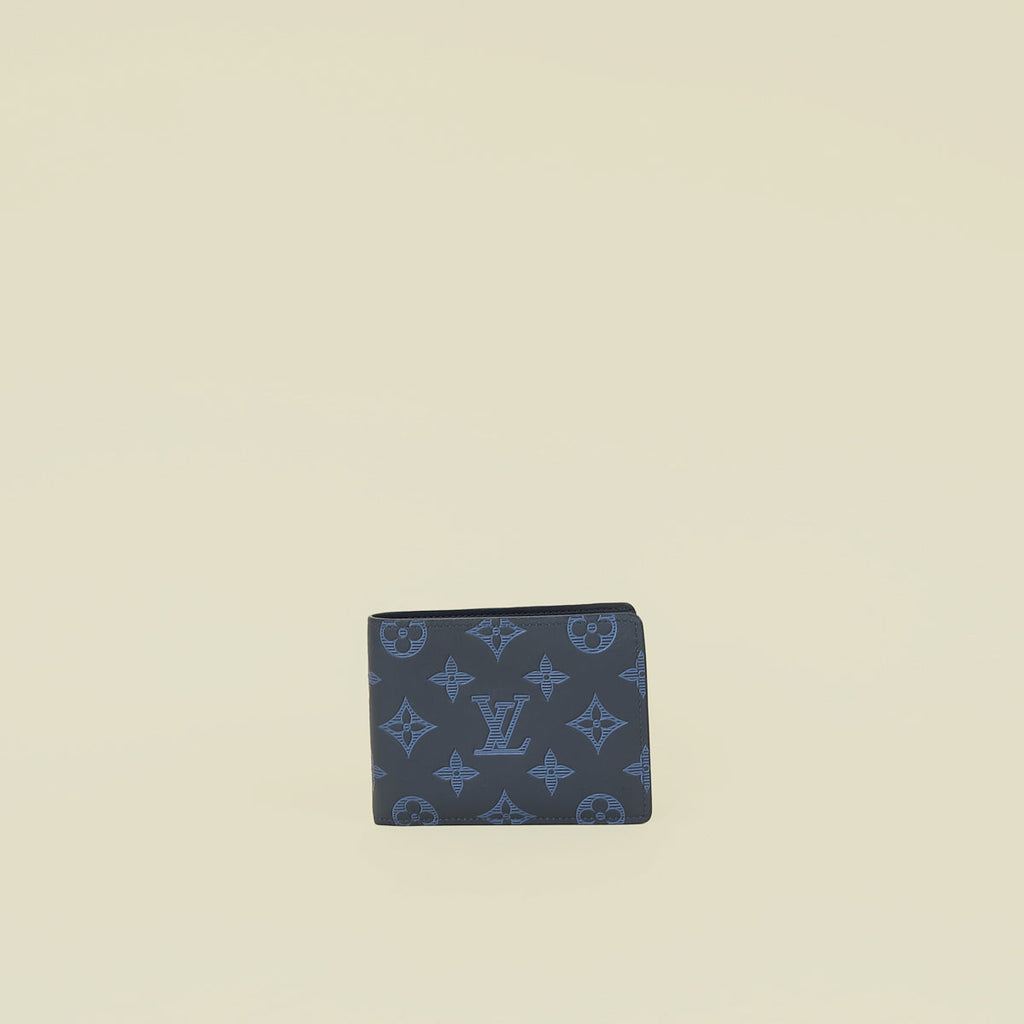Louis Vuitton Navy Blue Monogram Shadow Multiple Wallet