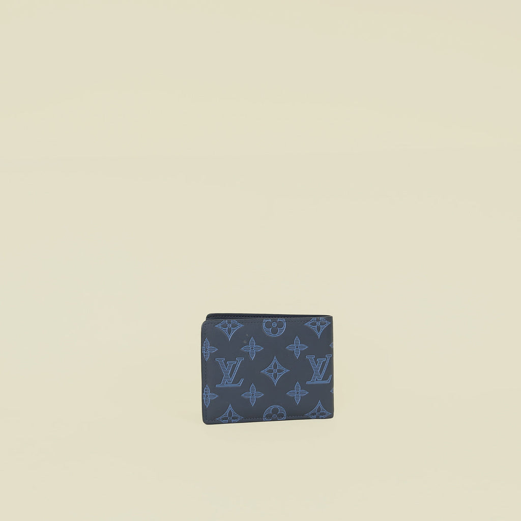 Louis Vuitton Navy Blue Monogram Shadow Multiple Wallet