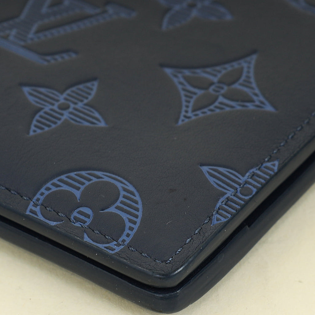 Louis Vuitton Navy Blue Monogram Shadow Multiple Wallet