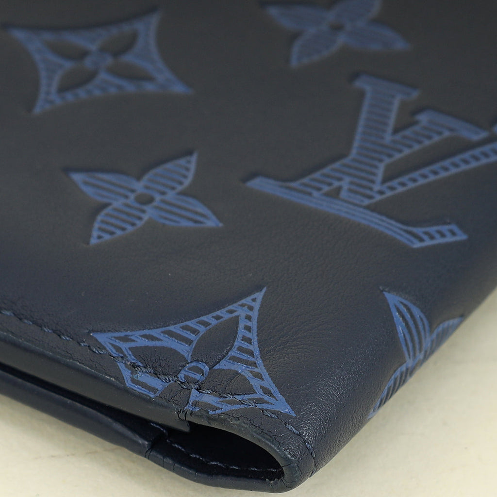 Louis Vuitton Navy Blue Monogram Shadow Multiple Wallet