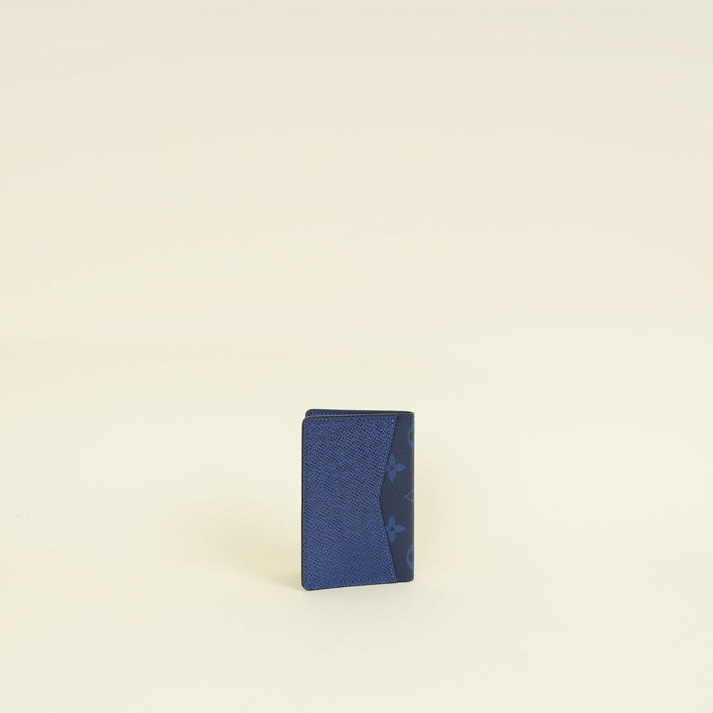 Louis Vuitton Navy Blue Monogram Pacific Taiga Pocket Organiser W/ H.S Initials