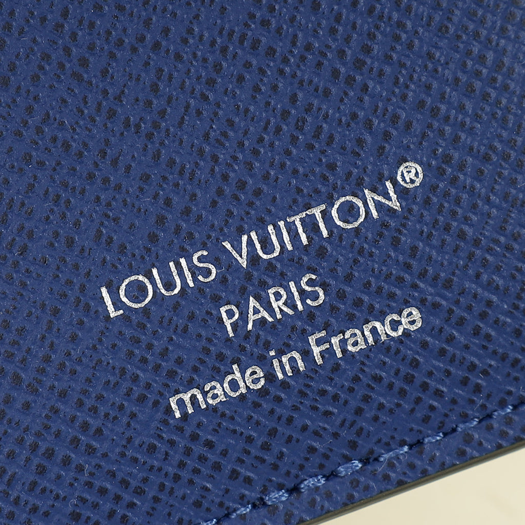 Louis Vuitton Navy Blue Monogram Pacific Taiga Pocket Organiser W/ H.S Initials