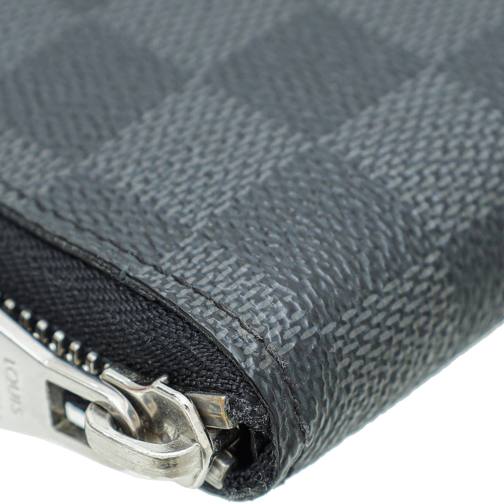 Louis Vuitton Damier Graphite Zippy Vertical Wallet W/ TS Initial