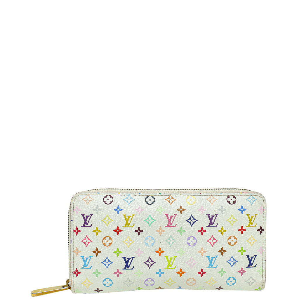 Louis Vuitton White Multicolor Monogram Zippy Wallet