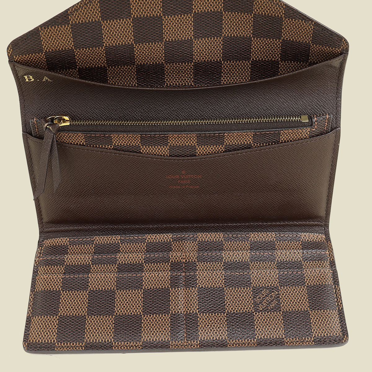 Louis Vuitton Damier Ebene Josephine Wallet W/ B.A Initial