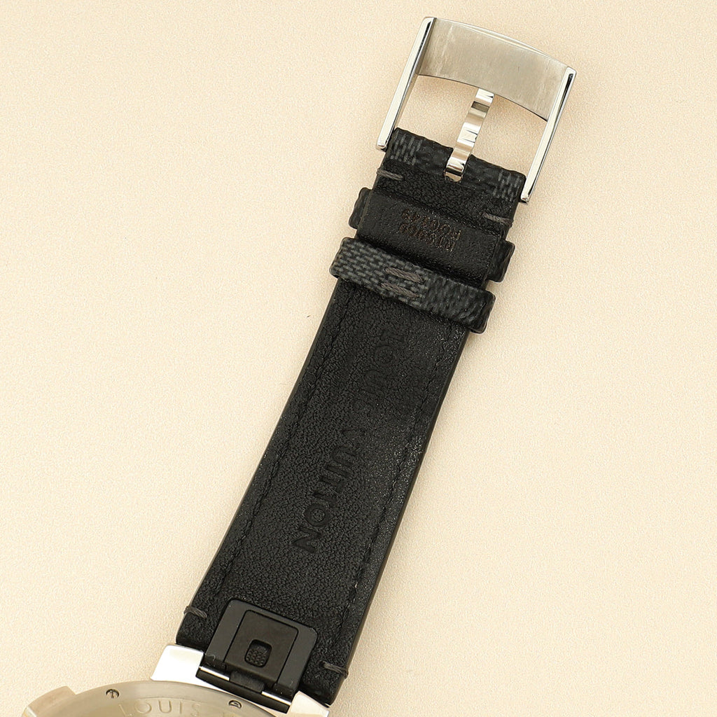 Louis Vuitton Stainless Steel Damier Graphite Tambour Automatic 44mm Watch