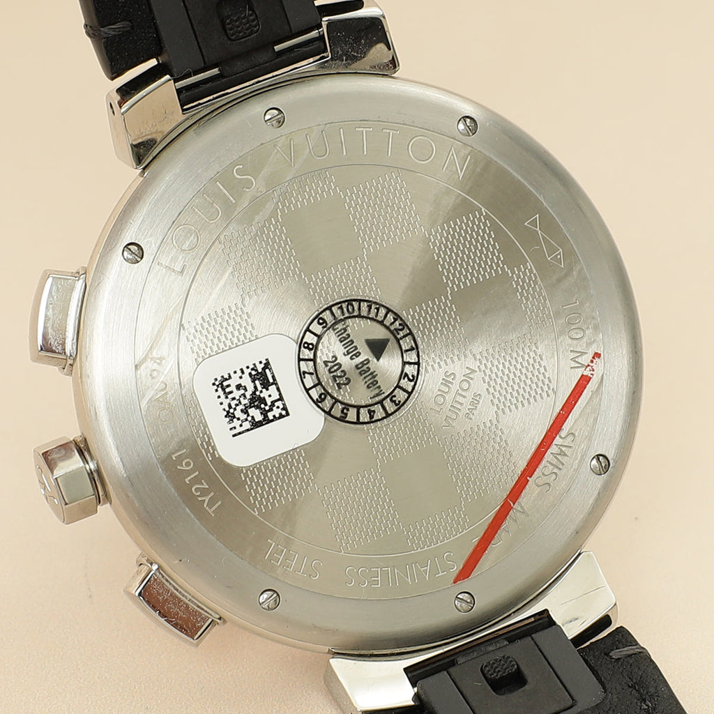 Louis Vuitton Stainless Steel Damier Graphite Tambour Automatic 44mm Watch