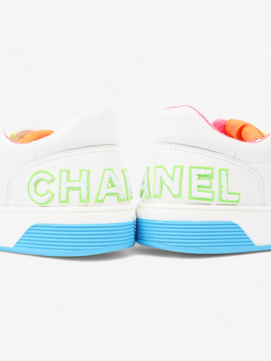 Chanel Logo Sneakers White  / Green / Blue Leather EU 46 UK 12