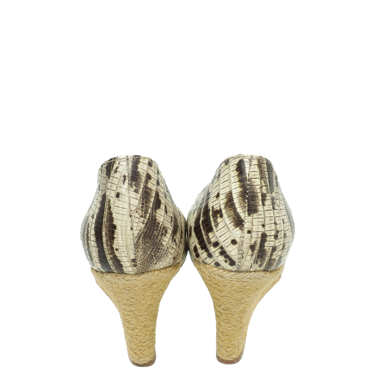 Lanvin Bicolor Lizard Print Espadrille Wedge Pump 40