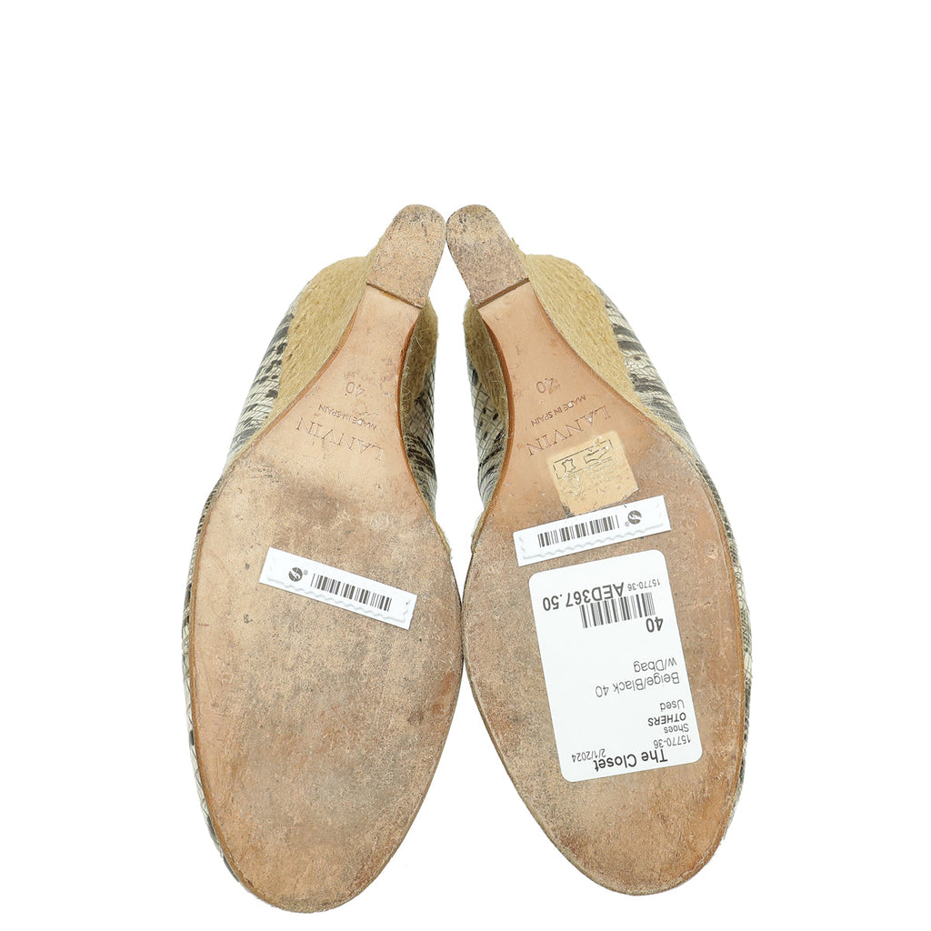 Lanvin Bicolor Lizard Print Espadrille Wedge Pump 40