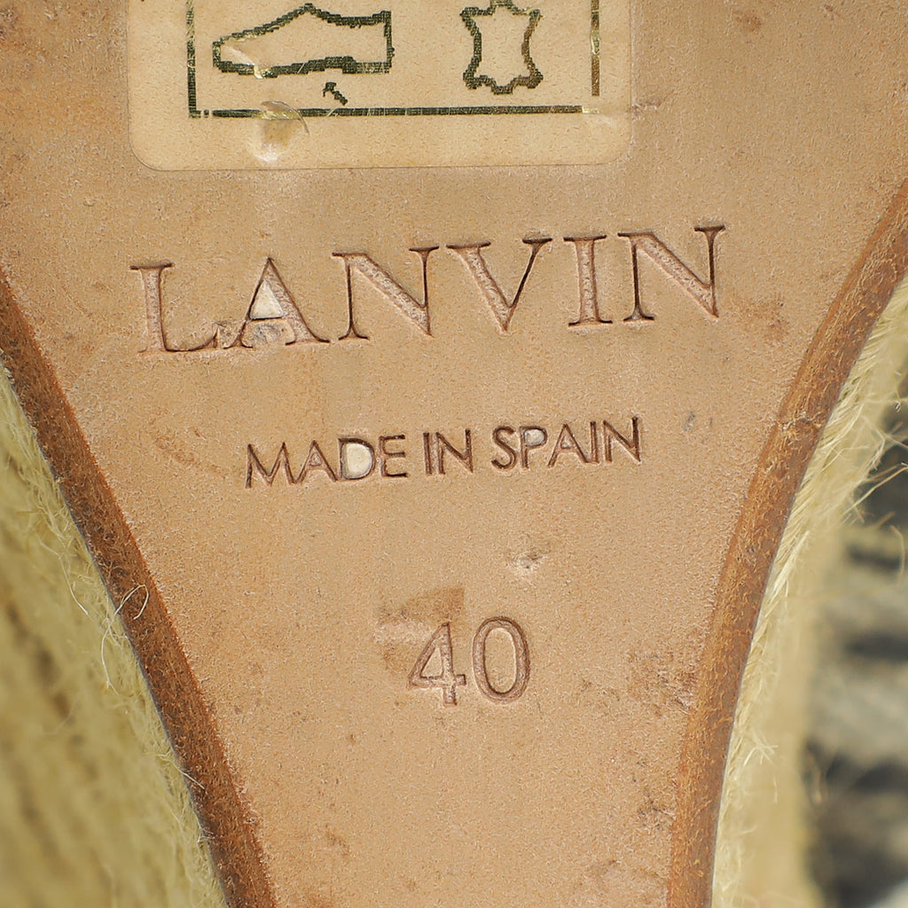Lanvin Bicolor Lizard Print Espadrille Wedge Pump 40
