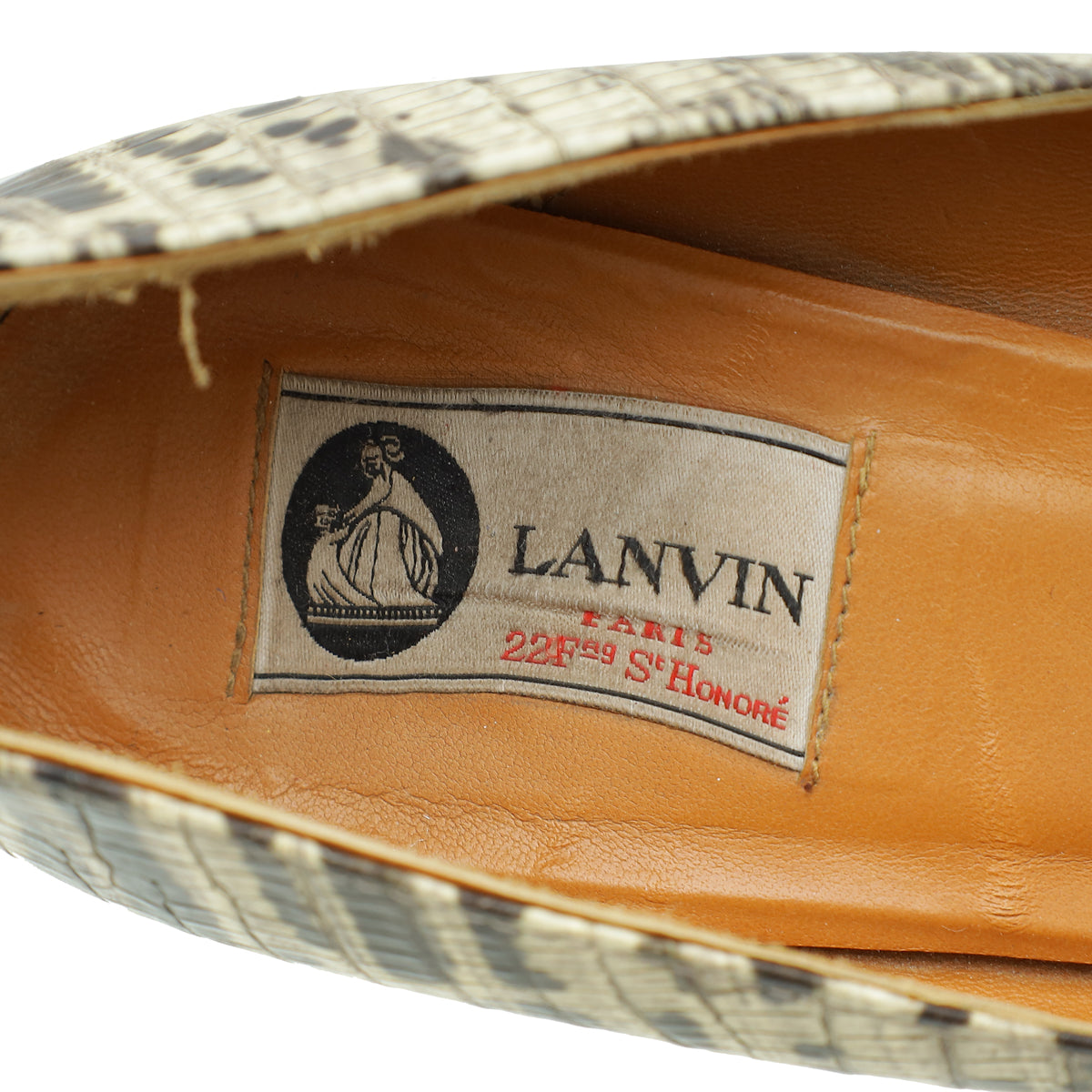 Lanvin Bicolor Lizard Print Espadrille Wedge Pump 40