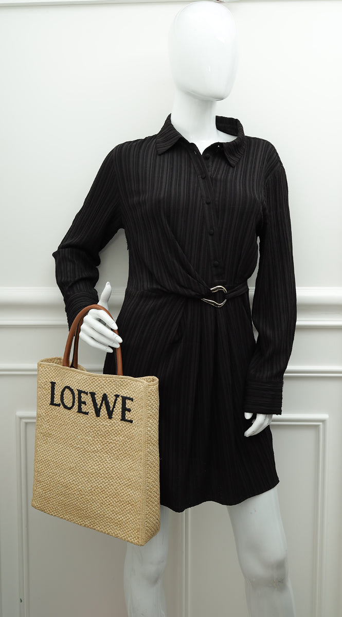 Loewe Bicolor Standard A4 Tote Raffia Bag