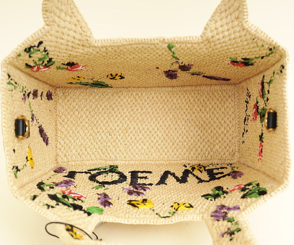 Loewe Bicolor x Paula's Ibiza Raffia Font Tote Small Bag