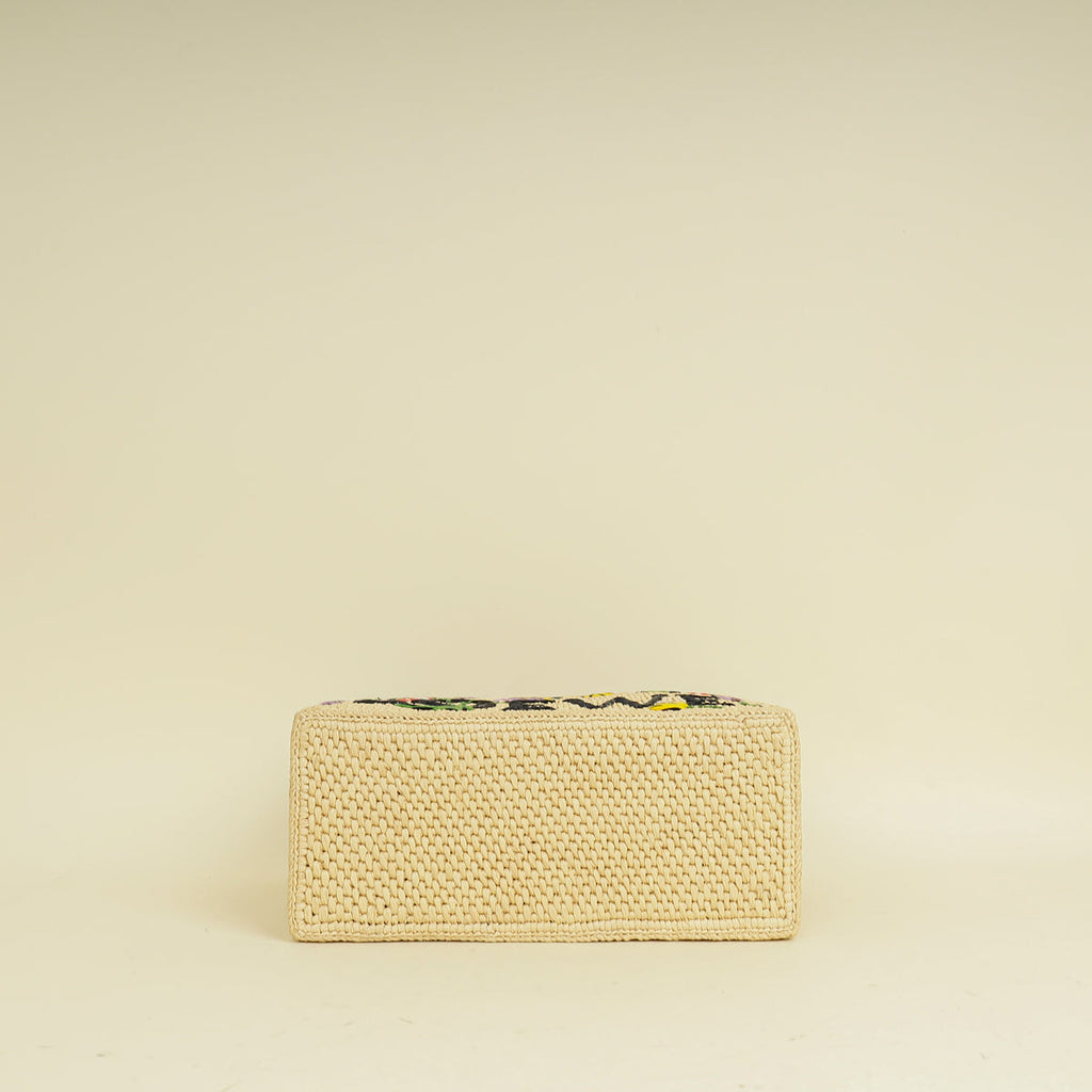 Loewe Bicolor x Paula's Ibiza Raffia Font Tote Small Bag
