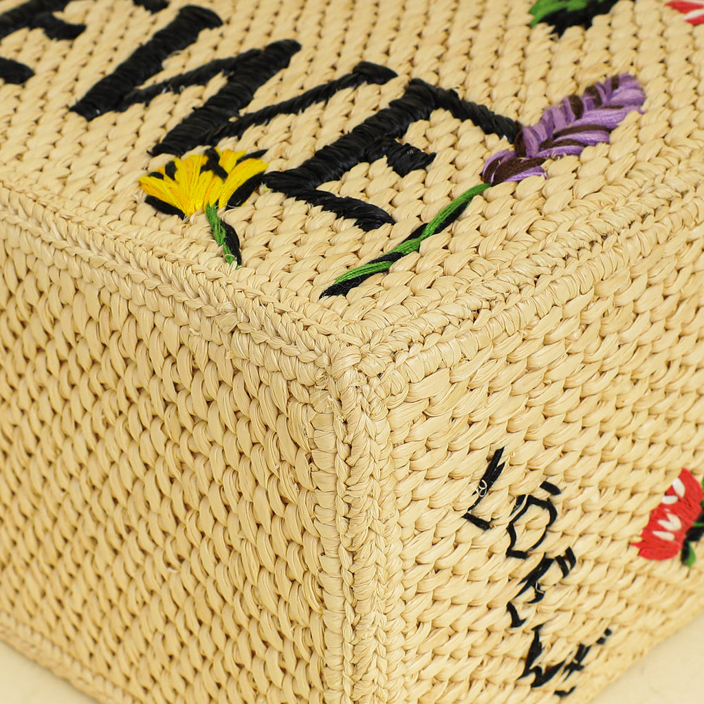 Loewe Bicolor x Paula's Ibiza Raffia Font Tote Small Bag