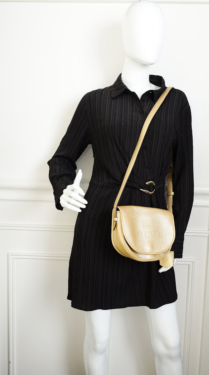 Loewe Metallic Gold Heritage Crossbody Bag