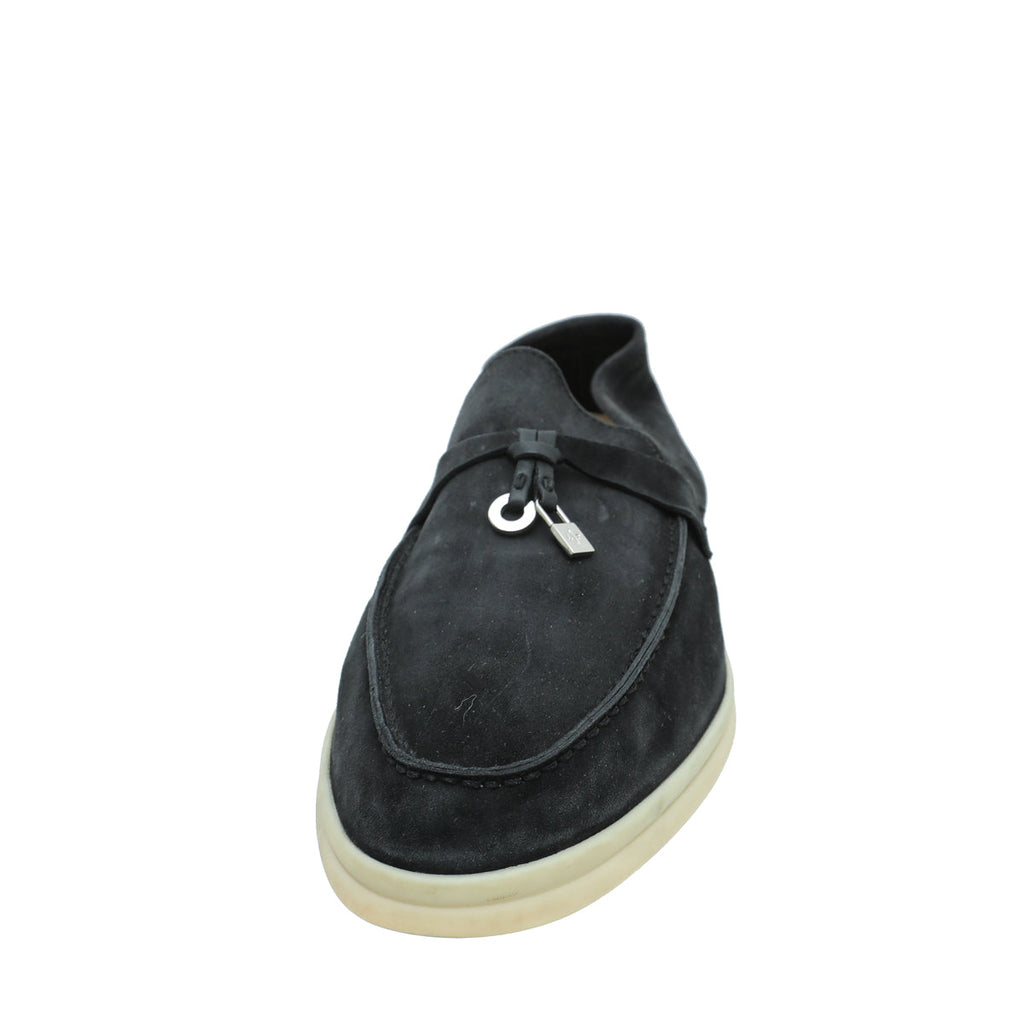 Loro Piana Black Summer Charms Moccasin 38