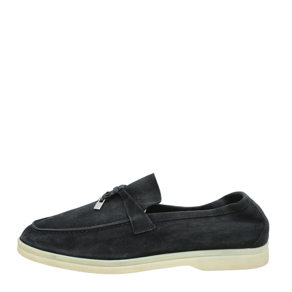 Loro Piana Black Summer Charms Moccasin 38