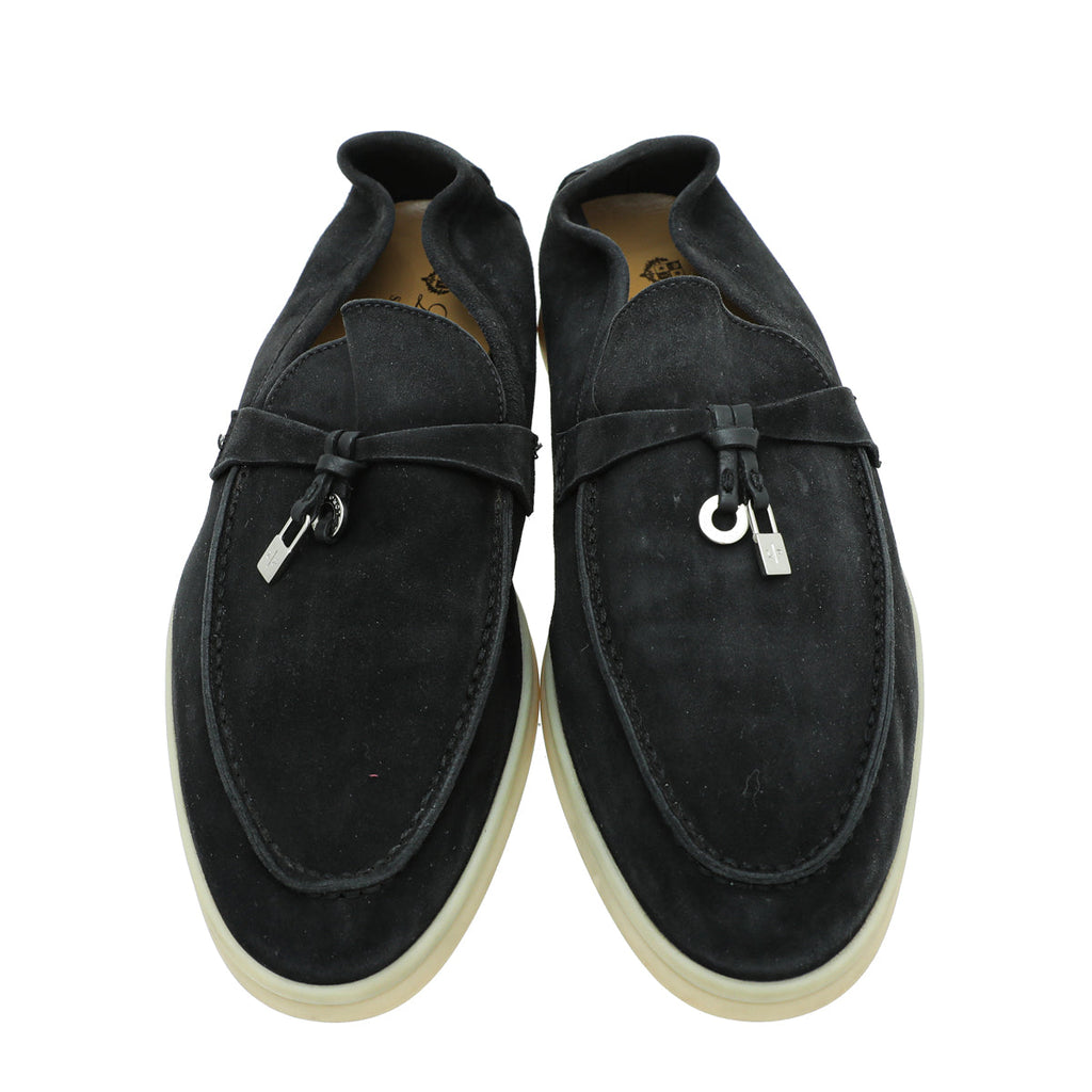 Loro Piana Black Summer Charms Moccasin 38