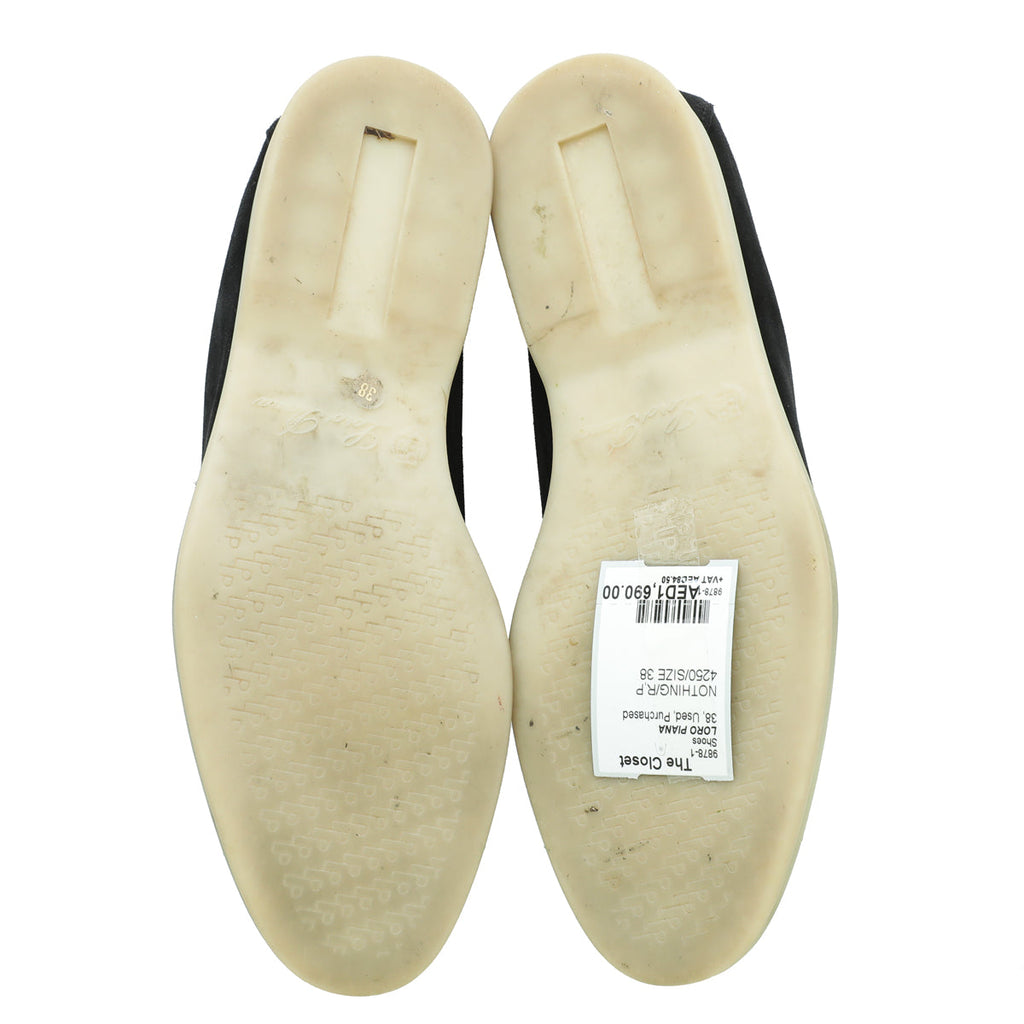 Loro Piana Black Summer Charms Moccasin 38