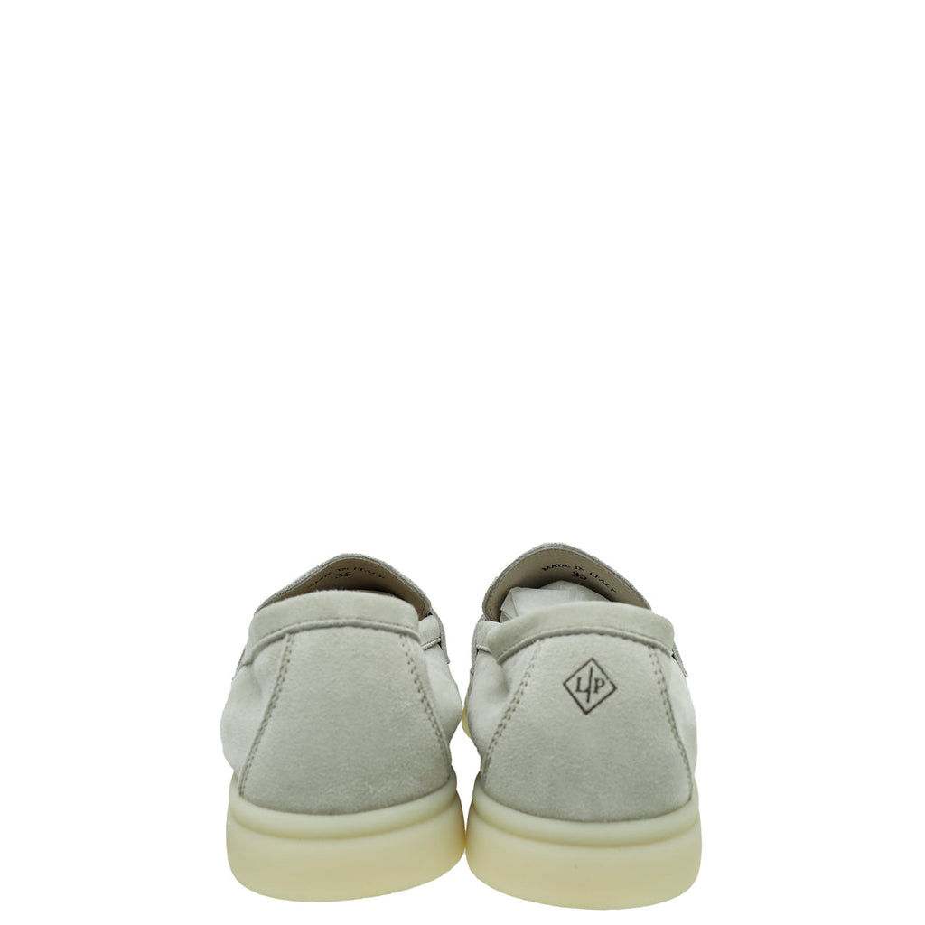 Loro Piana Powder Pearl Summer Charms Moccasin Loafer 35