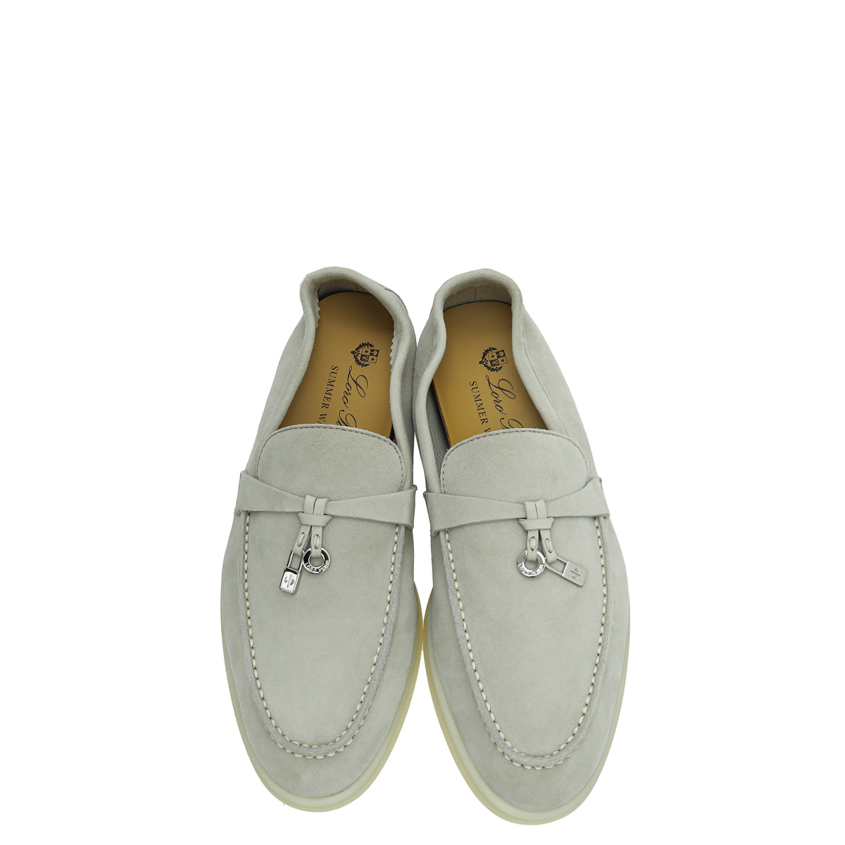 Loro Piana Powder Pearl Summer Charms Moccasin Loafer 35