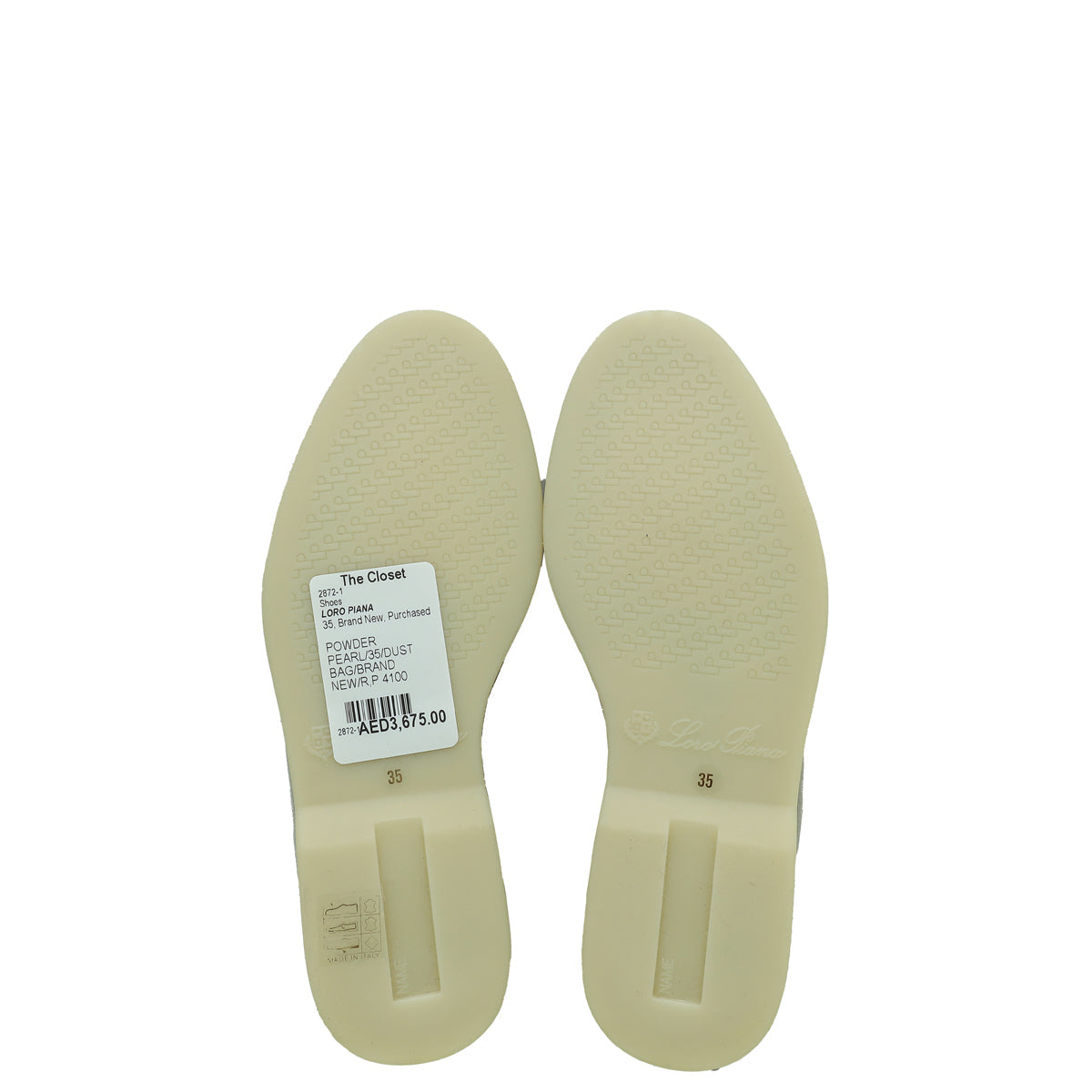 Loro Piana Powder Pearl Summer Charms Moccasin Loafer 35