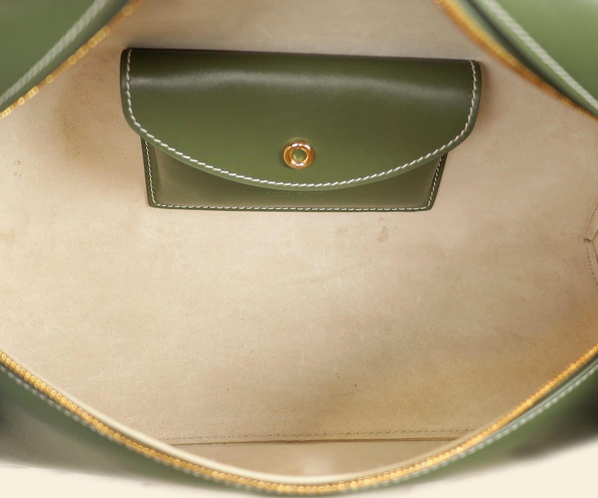 Loro Piana Dark Lichen Green Extra L27 Saddle Bag