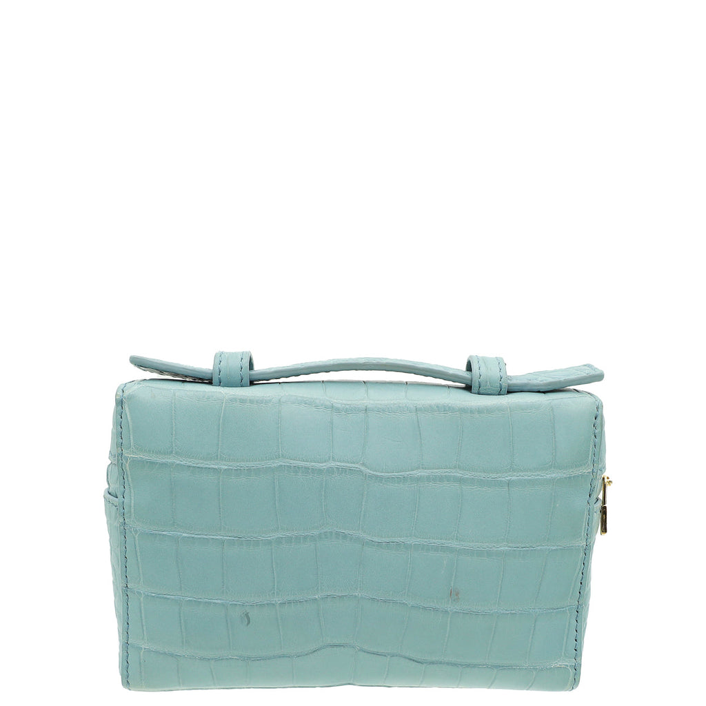 Loro Piana Cloud Blue Alligator Extra Pouch L14 Bag