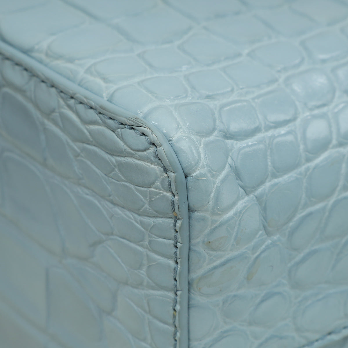 Loro Piana Blue Celadon Soft Shiny Alligator Extra Pocket Bag