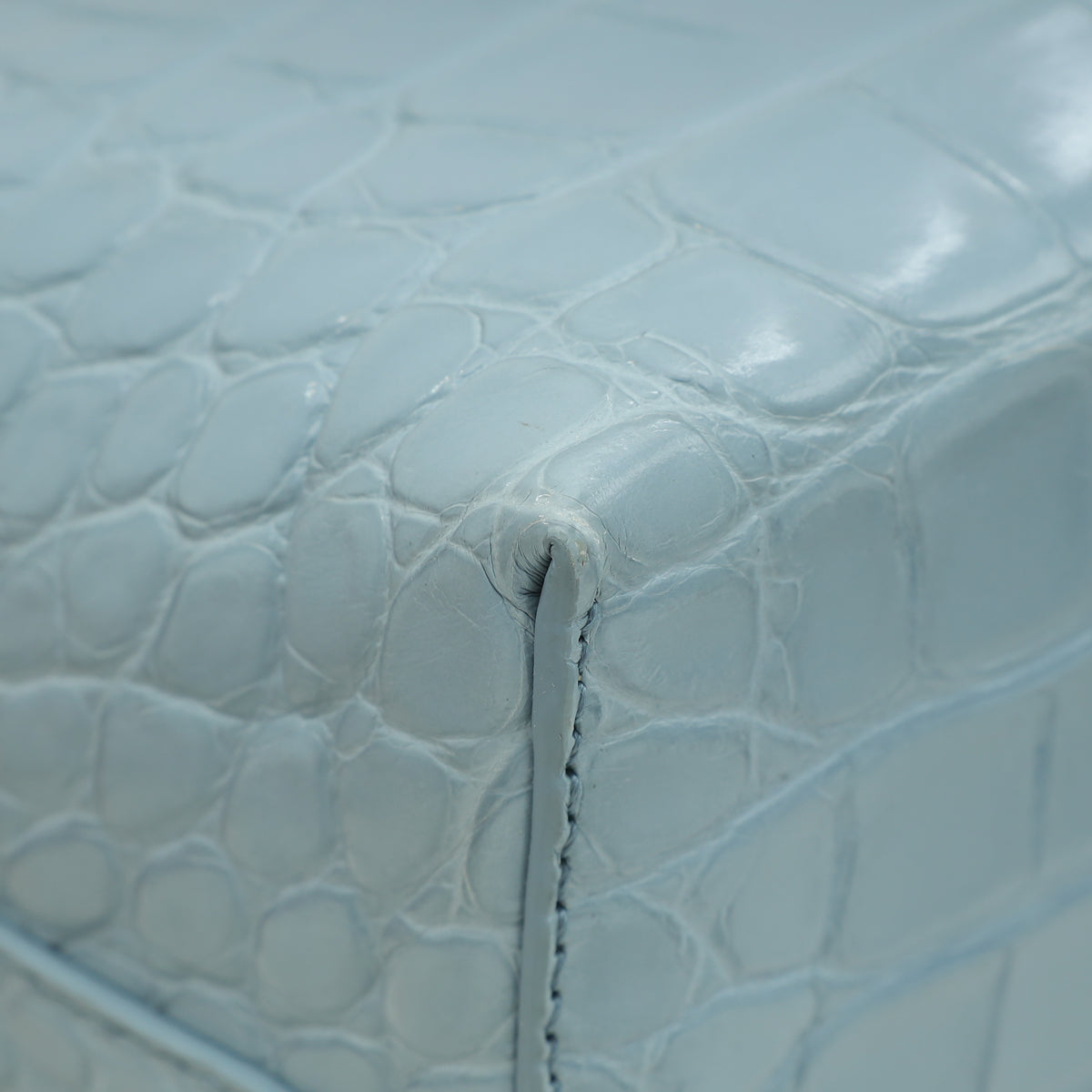 Loro Piana Blue Celadon Soft Shiny Alligator Extra Pocket Bag