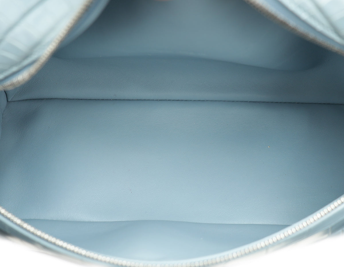 Loro Piana Blue Celadon Soft Shiny Alligator Extra Pocket Bag