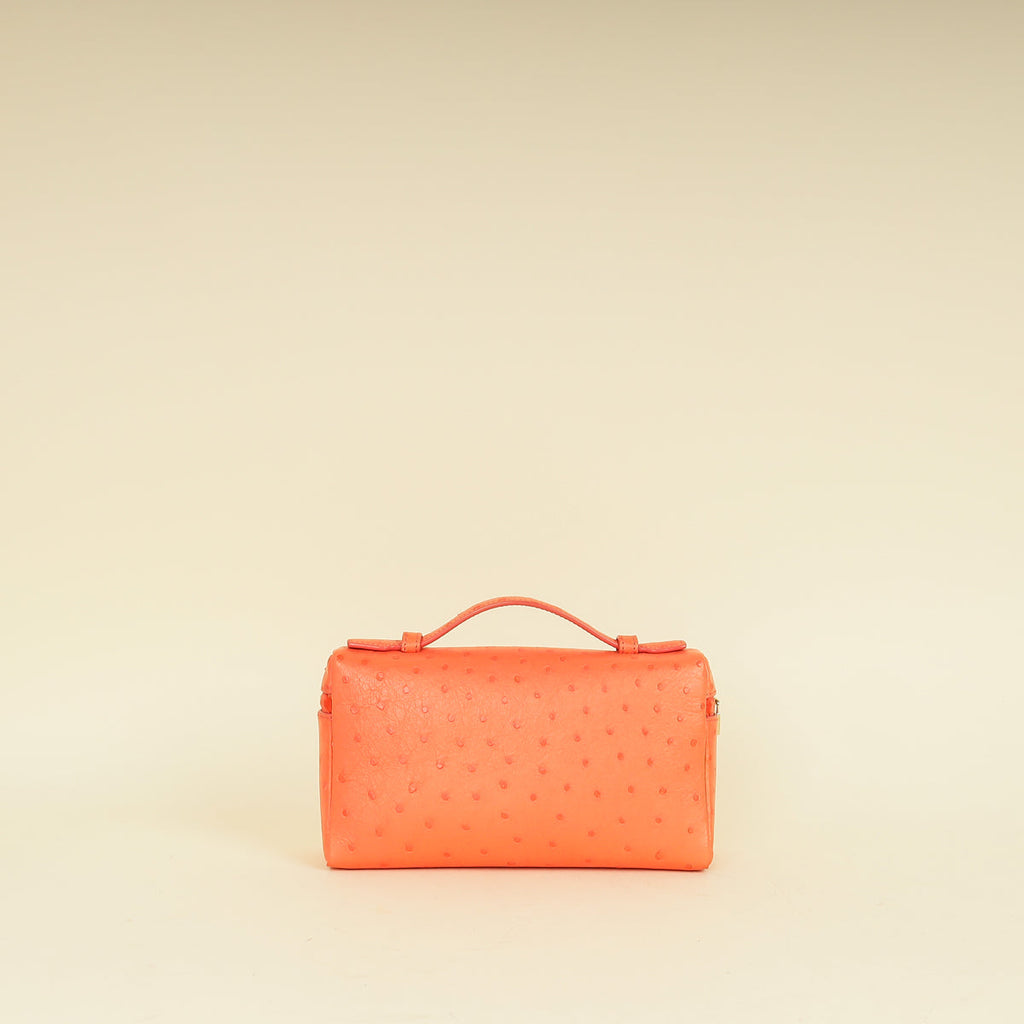 Loro Piana Orange Ostrich Extra Pocket L19 Bag