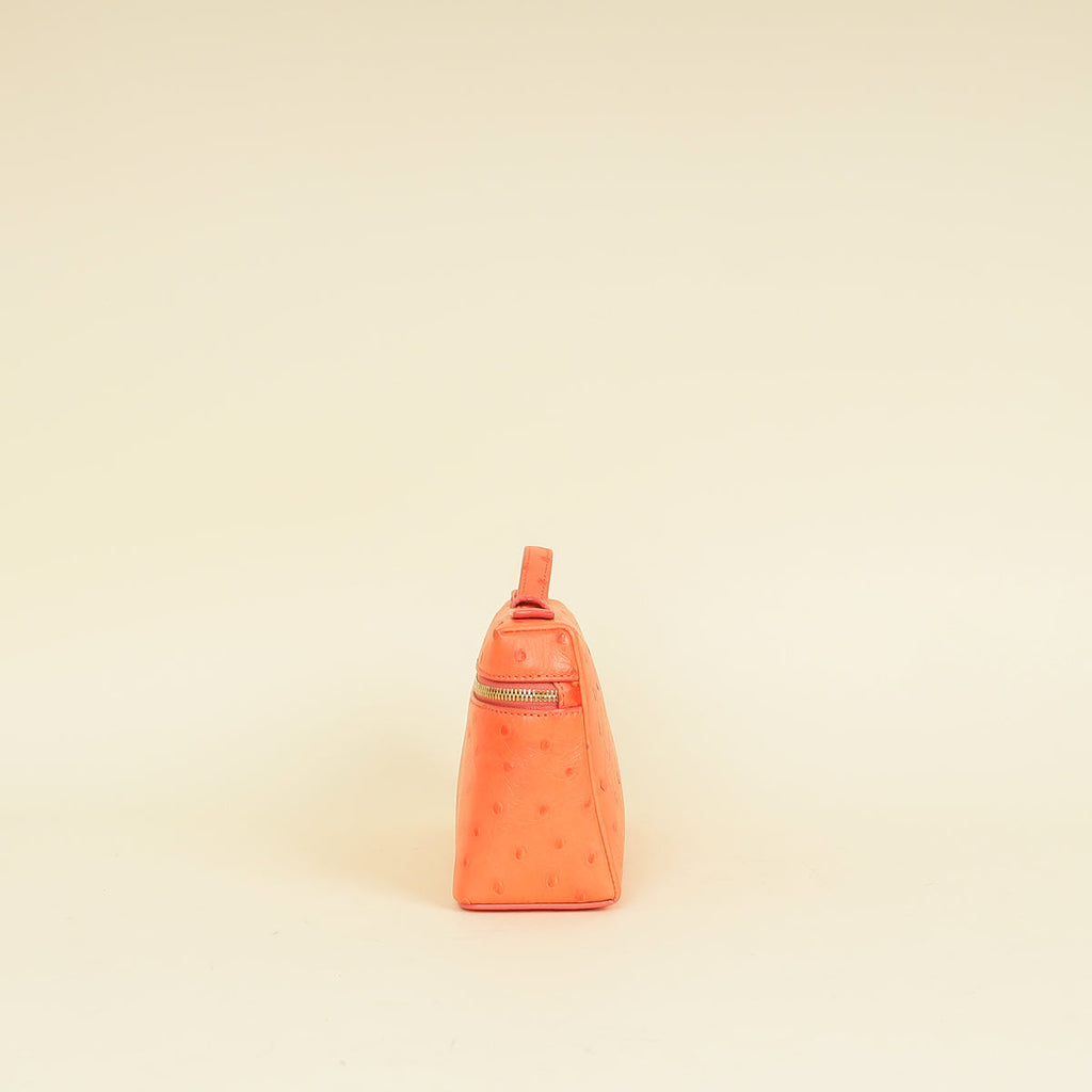Loro Piana Orange Ostrich Extra Pocket L19 Bag