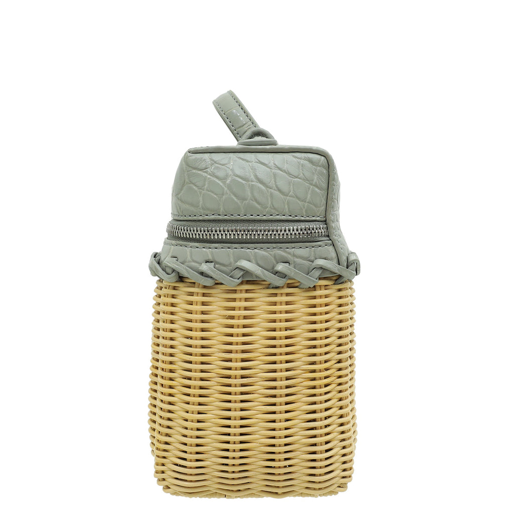 Loro Piana Bicolor Extra Pocket L19 Alligator Wicker Pouch