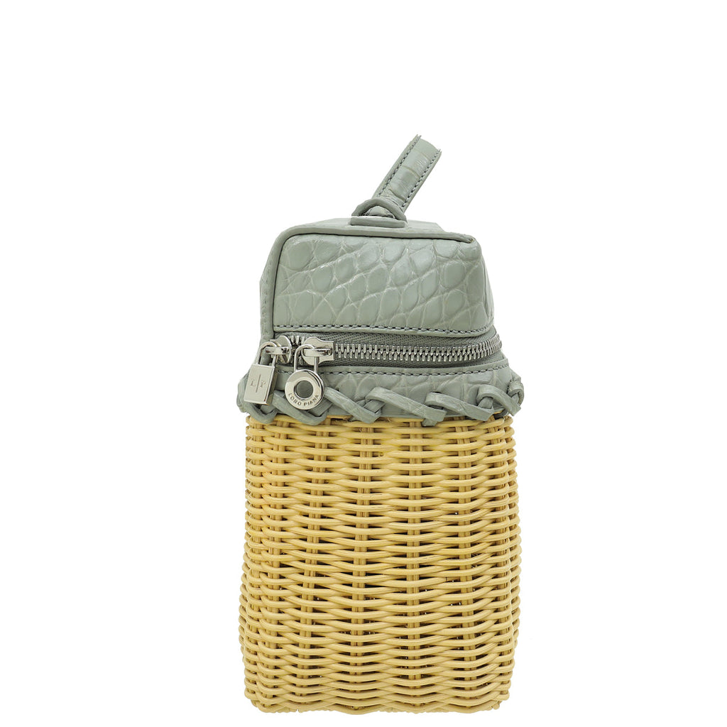 Loro Piana Bicolor Extra Pocket L19 Alligator Wicker Pouch