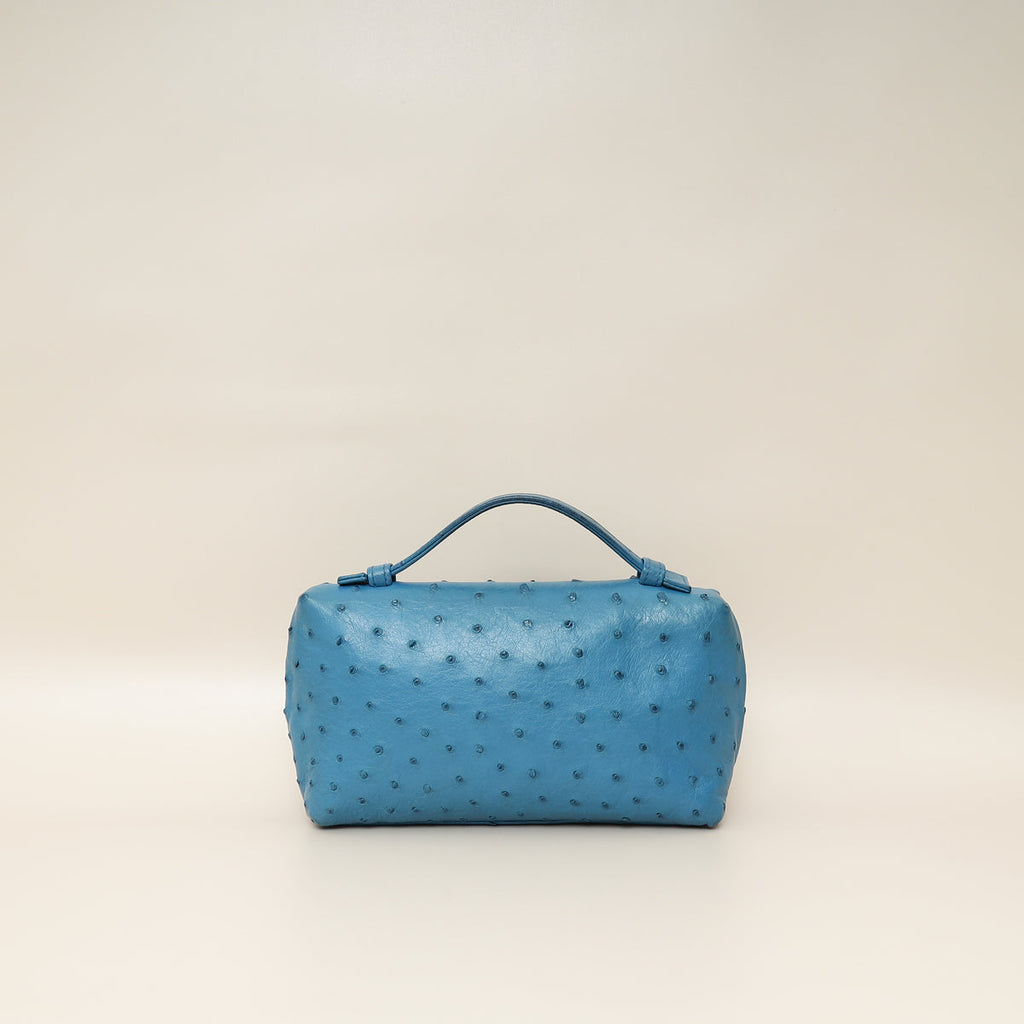 Loro Piana Blue Ostrich Extra Pocket L19 Bag