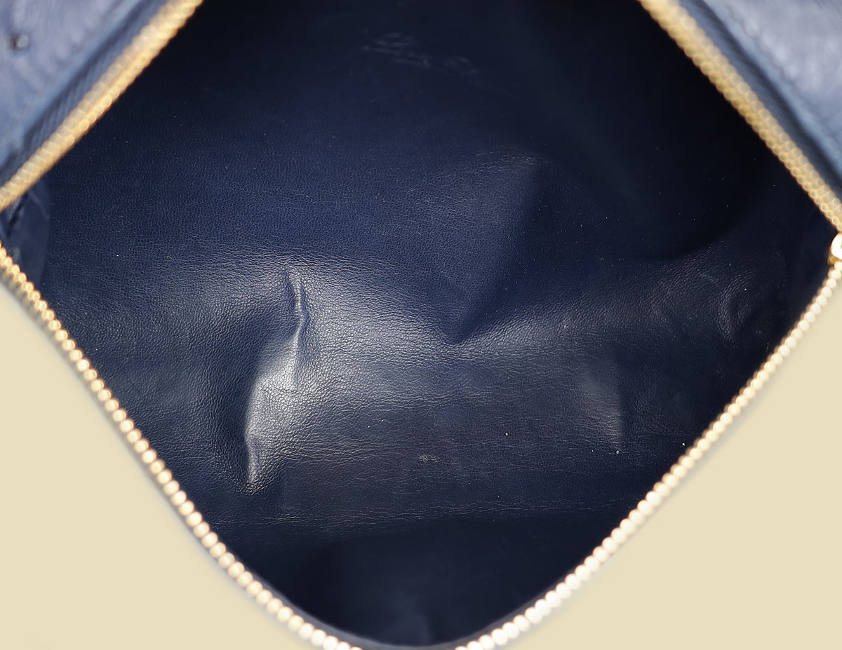 Loro Piana Blue Ostrich L19 Pouch
