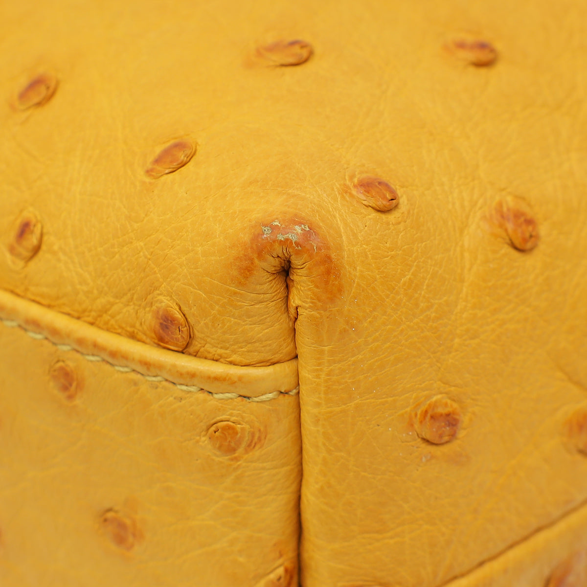 Loro Piana Yellow Ostrich Extra Pocket L19 Bag